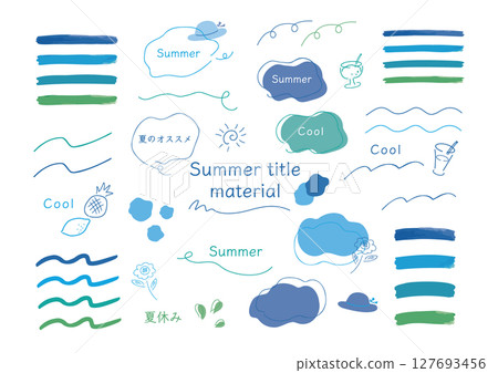 Simple summer blue decorative title frame material Simple summer blue decorative title frame material 127693456