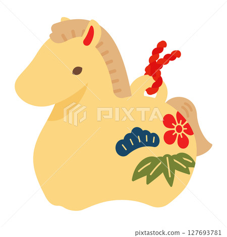 馬的幸運符,金馬裝飾|新年賀卡,新年插圖 馬的幸運符,金馬裝飾|新年賀卡,新年插圖 127693781