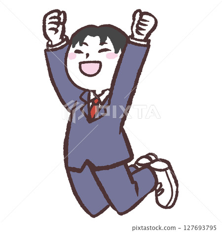 一名男學生跳躍的插圖 一名男學生跳躍的插圖 127693795