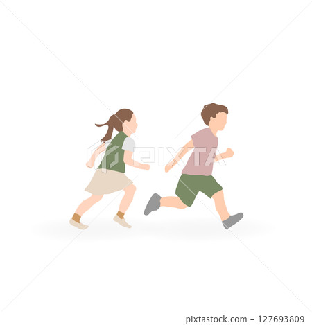 Elementary school students running 127693809
