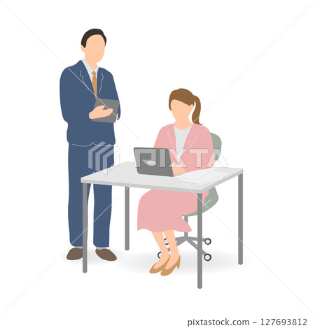 男老闆和女員工在辦公桌前發出指示 男老闆和女員工在辦公桌前發出指示 127693812