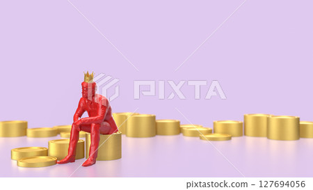 The Man siting on coins for Business concept 3d Rendering. The Man siting on coins for Business concept 3d Rendering. 127694056
