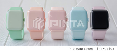 Pastel colored smartwatch collection Pastel colored smartwatch collection 127694193