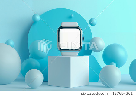 A futuristic smartwatch product display 127694361
