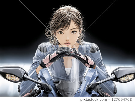 黑色背景上一位女騎士的特寫鏡頭插圖 127694768