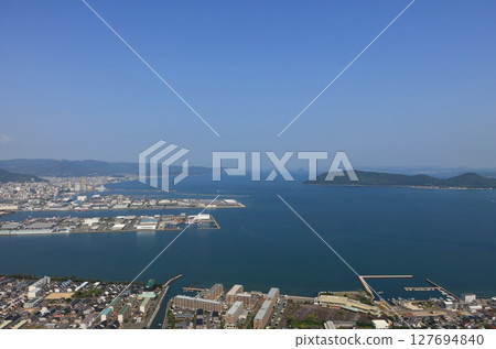 View from the bay area where Sunport Takamatsu is located to the Seto Inland Sea and Megijima Island View from the bay area where Sunport Takamatsu is located to the Seto Inland Sea and Megijima Island 127694840