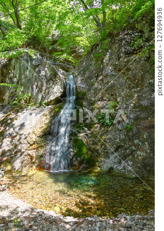 [Korea/Near Seoul] A small waterfall on the hiking trail at Mt. Soyo 127694936