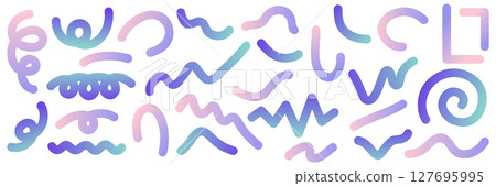 Set of wavy and curved lines in gradient colors 127695995