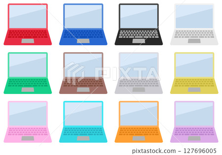 Colorful laptop digital tools set of 12 colors 127696005