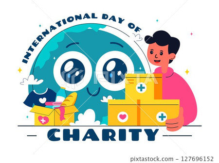 International Day of Charity Vector Illustration on September 5th Featuring a Donation Package and Love Concept by a Volunteer in a Flat Background 127696152