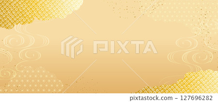 Elegant Japanese gold cloud background with traditional patterns 127696282