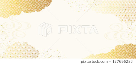Elegant Japanese gold cloud background with traditional patterns 127696283