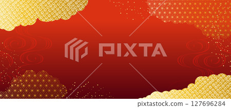 Elegant Japanese gold cloud background with traditional patterns 127696284