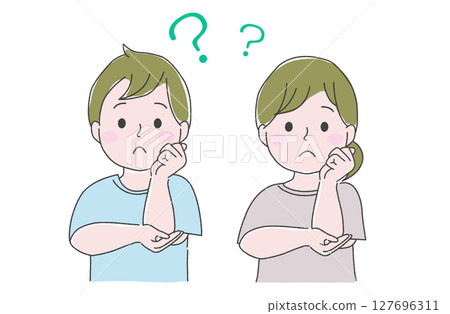 Doubtful couple, parents, couple, men and women 127696311