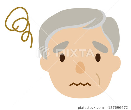 Icon illustration of a troubled old man / no lines, hazy 127696472