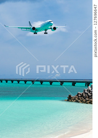 大型客機降落海灘 127696647
