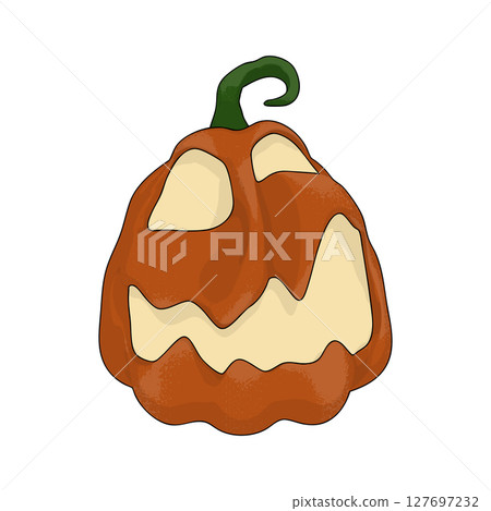 Halloween Pumpkin Funny and Cute on White Background. One of the Fall Holiday Symbol. Vector Illustration. Halloween Pumpkin Funny and Cute on White Background. One of the Fall Holiday Symbol. Vector Illustration. 127697232