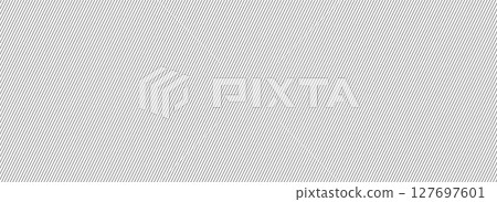 Thin diagonal line seamless pattern. Repeated fine slash lines background. Slanted pinstripe wallpaper. Black and white tilted strip backdrop. Repeating oblique linear texture overlay. Vector  127697601