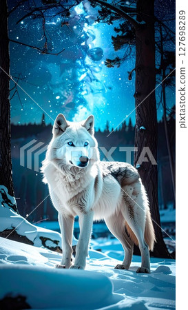 Night Sky and Wolf Night Sky and Wolf 127698289