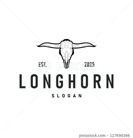 vintage retro design concept with longhorn logo illustration horn symbol from old ranch concept template in west texas vintage retro design concept with longhorn logo illustration horn symbol from old ranch concept template in west texas 127698366