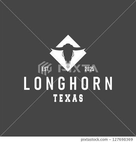 vintage retro design concept with longhorn logo illustration horn symbol from old ranch concept template in west texas vintage retro design concept with longhorn logo illustration horn symbol from old ranch concept template in west texas 127698369