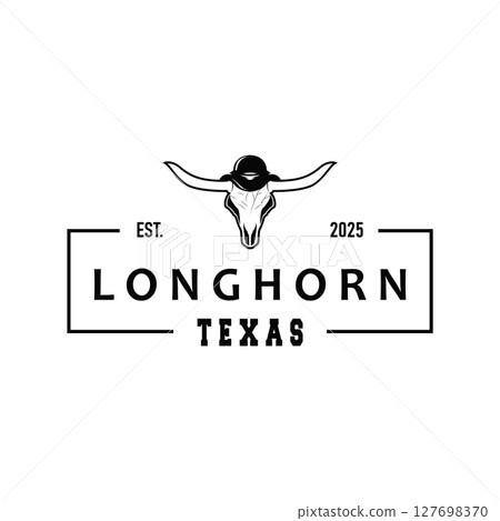 vintage retro design concept with longhorn logo illustration horn symbol from old ranch concept template in west texas vintage retro design concept with longhorn logo illustration horn symbol from old ranch concept template in west texas 127698370