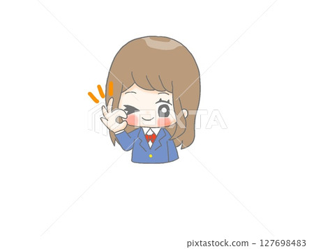 Female student making an OK sign Female student making an OK sign 127698483
