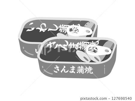 Illustration of canned grilled sardines and pacific saury 127698540