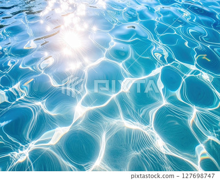 Background material of a quiet deep sea with light shining through 127698747