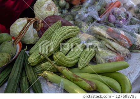 Assortment of Fresh Asian Vegetables at Market 127698785