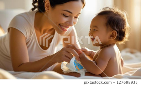 Mother and child happiness 127698933