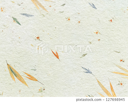 Image material of Japanese paper texture: Leaf pattern 127698945