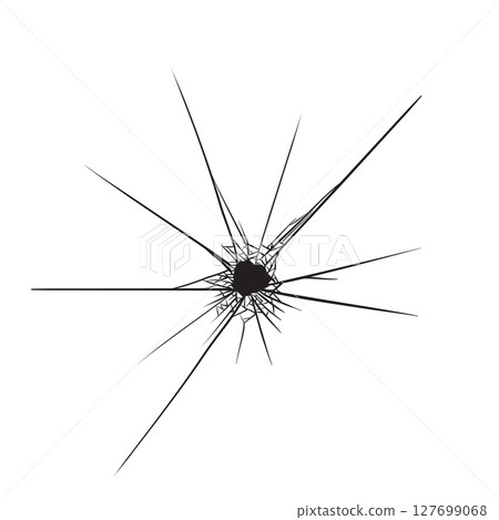 Broken glass with black cracks 127699068
