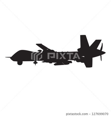 Military drone silhouette. Silhouette of the UAV drone 127699070