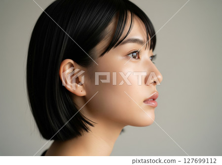 留著鮑伯髮型的日本女人 127699112