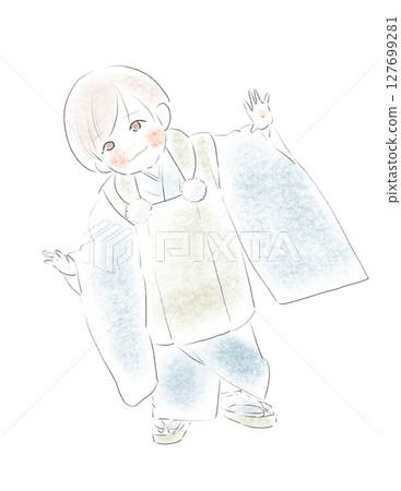 七、五三歲的小男孩在玩耍 七、五三歲的小男孩在玩耍 127699281