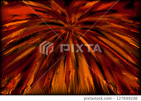 Dark red-orange kamuro fireworks texture falling from the pitch black sky Dark red-orange kamuro fireworks texture falling from the pitch black sky 127699286