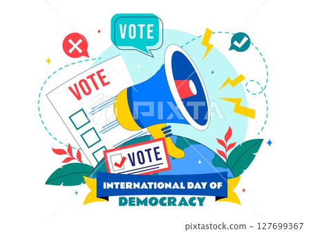 International Day of Democracy Vector Illustration on September 15 with Hands Holding Voting Papers for Resolution in a Flat Cartoon Style Background 127699367