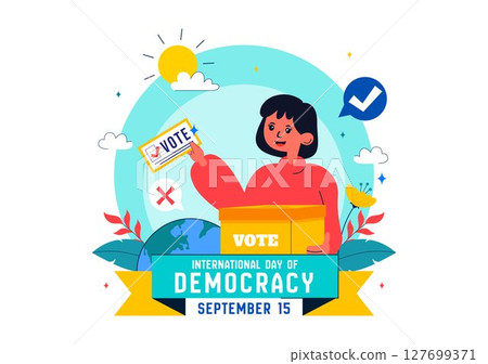 International Day of Democracy Vector Illustration on September 15 with Hands Holding Voting Papers for Resolution in a Flat Cartoon Style Background 127699371