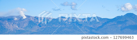 藍天與十勝山脈的簡單風景 藍天與十勝山脈的簡單風景 127699463