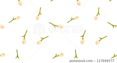 Seamless Cream Floral Bud Pattern Seamless Cream Floral Bud Pattern 127699577