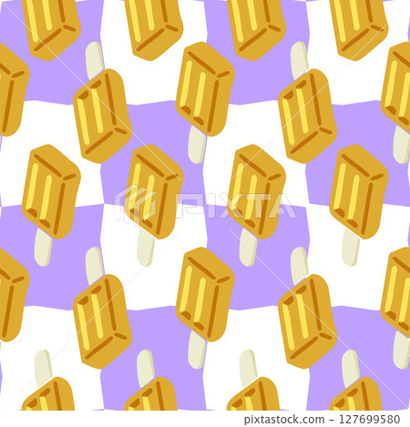 Seamless Yellow Ice Cream Pattern Seamless Yellow Ice Cream Pattern 127699580