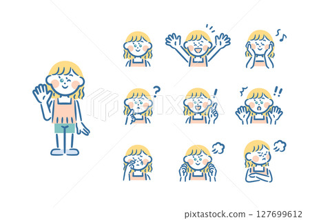 歐洲女孩-全身+9種臉部表情 127699612