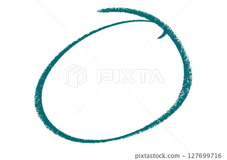 Green pencil highlight circle mark isolated on transparent background 127699716
