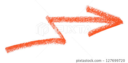Red arrow symbol colored pencil isolated on transparent background 127699720