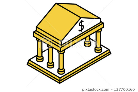 Bank mark simple line icon (isometric illustration) 127700160