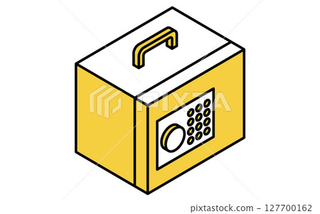 Simple line icon of a portable safe (keypad lock) (isometric illustration) 127700162