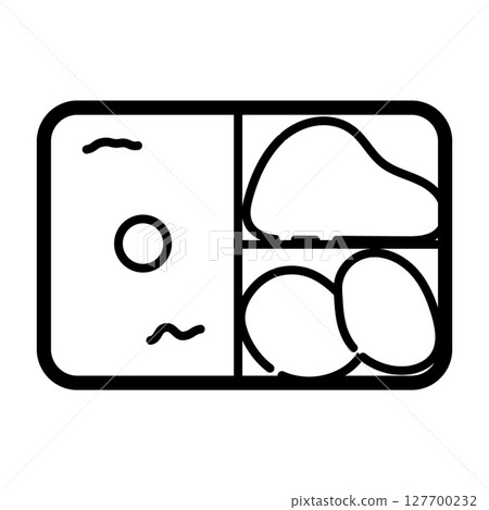 Icon of a bento box with rice and side dishes separated 127700232