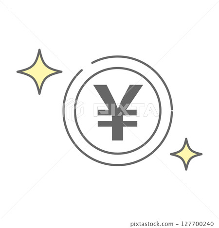 Yen symbol sparkling coin icon 127700240