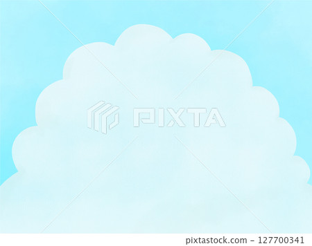 藍天和蠟筆畫的雲彩插圖背景 127700341